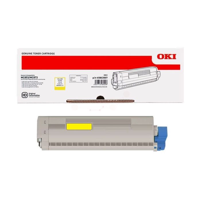 Cartouche Laser de Marque OKI 45862837 Jaune (7300pages)