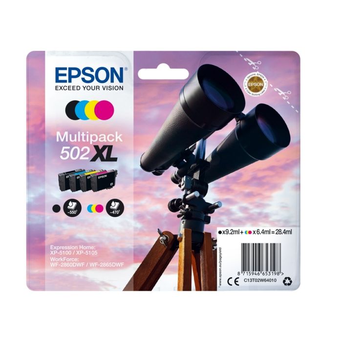 Pack de cartouches d'encre de Marque Epson 502XL (C13T02W64) 4 couleurs (1960pages) Série jumelles