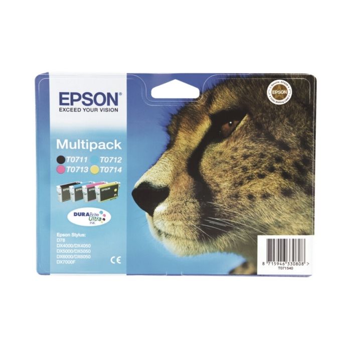 Pack de 4 Cartouches Jet d'encre de Marque Epson T0715 Black+1Cyan+1Jaune+1Magenta ( 1380pages)