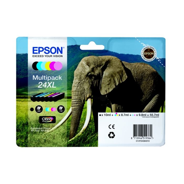 Cartouche Jet d'encre de Marque Epson T2433 Magenta N°24XL (Single Pack ) ( Photo HD Ink)(10ml/500pages)