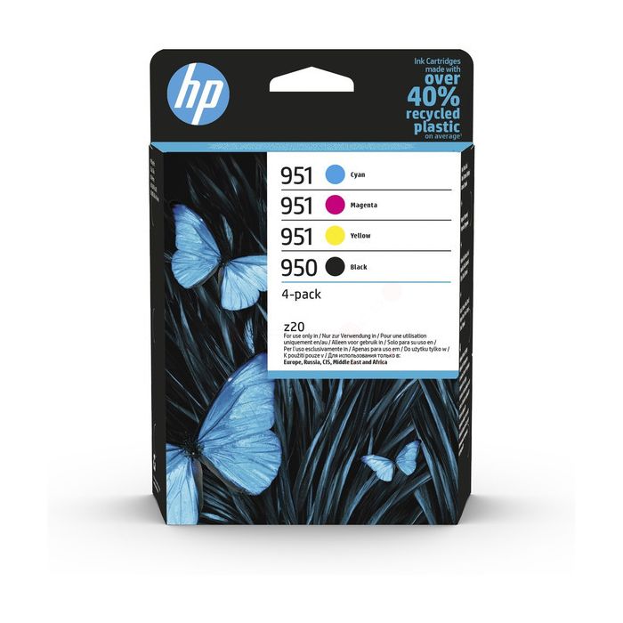 LOT de 4 Cartouches d'encre de Marque HP 6ZC65AE N°950 + HP N°951 (1 000 pages) Couleurs (1 Cyan + 1 Magenta + 1 Jaune + 1 Noir) (3 x 700 pages)