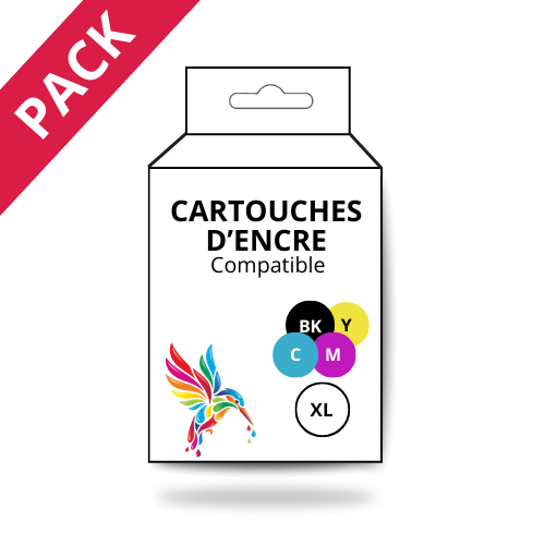 Lot de 2 Cartouches Jet d'encre Compatible HP 3YN10 N°303XL 1 Noir + 1 Couleur Haute Capacité 1015 copies
