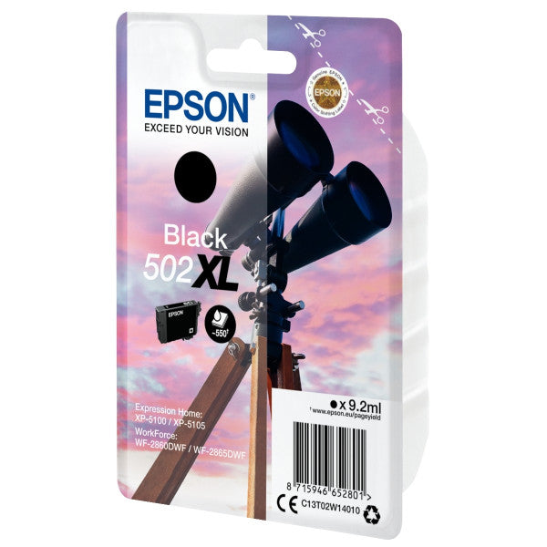 Cartouche d'encre de Marque Epson T02W14 Noir Haute Capacité (502XL) (9.2ml - 550 pages) (Série jumelles)