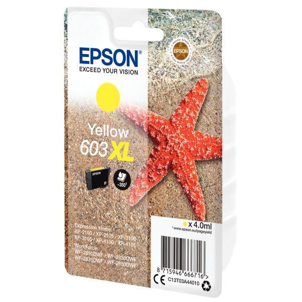 Cartouche d'encre de Marque Epson T03A44 Jaune (603XL) (4ml - 350 pages) (Série étoile de mer)