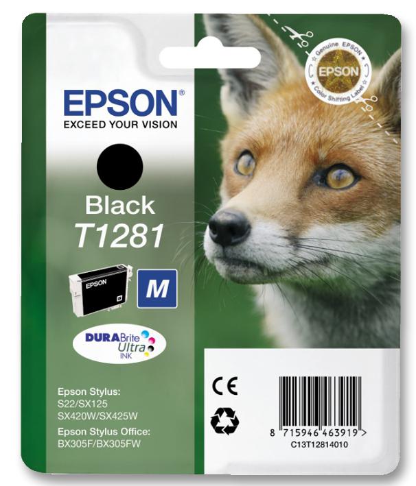 Cartouche Jet d'encre de Marque Epson T1281 Black DURABRITE Ultra Taille M (5,9ml) (170 copies)