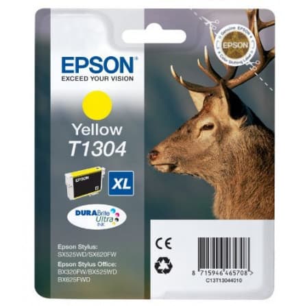 Cartouche Jet d'encre de Marque Epson T1304 Yellow DURABRITE Ultra Taille XL (10,1ml/1005pages) (Serie Cerf)