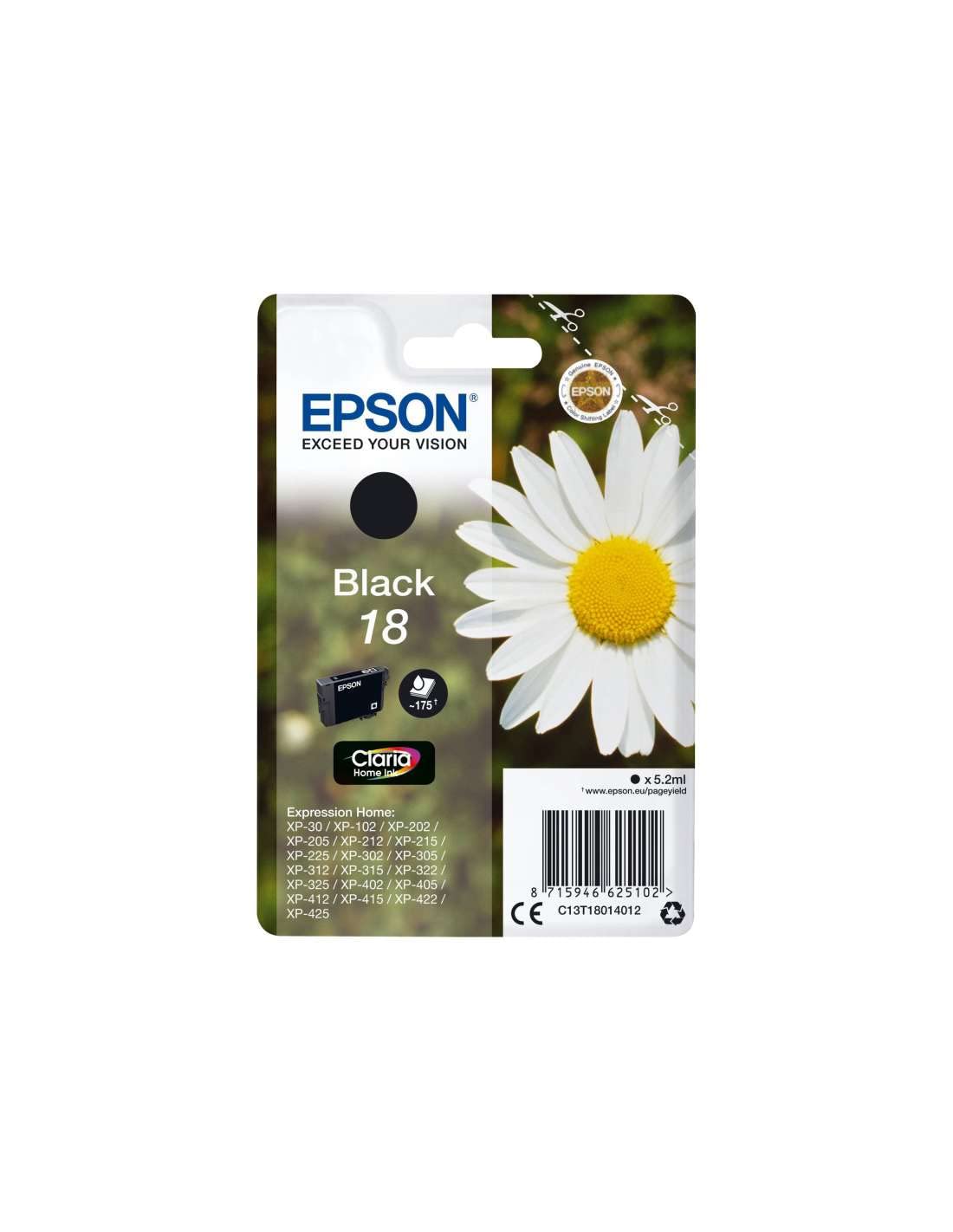 Cartouche Jet d'encre de Marque Epson T1801 Black Home Série 18 (5,2ml/175pages) (Serie Paquerette)