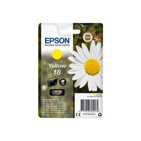 Cartouche Jet d'encre de Marque Epson T1804 Home Série 18 Yellow (3,3ml/180pages) (Serie Paquerette)