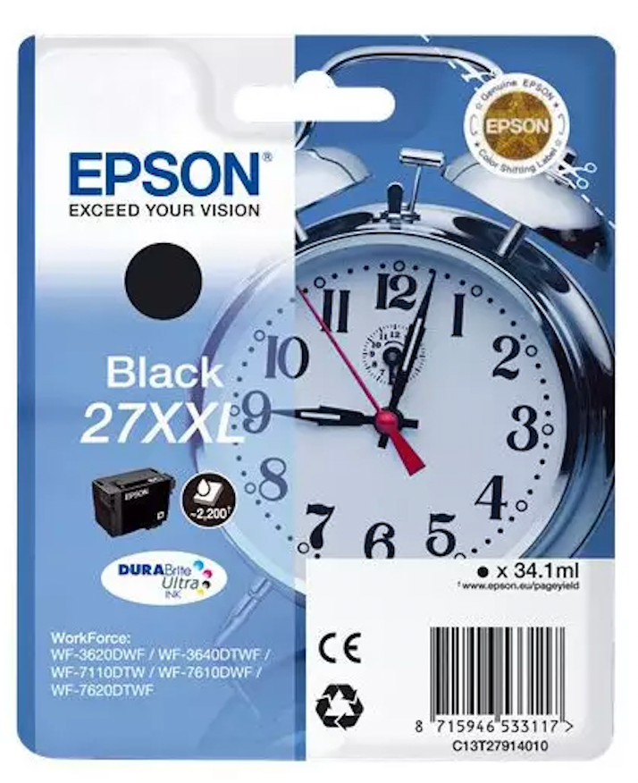 Cartouche Jet d'encre de Marque Epson T2791 Black Haute Capacité (34.1ml - 2 200 pages)