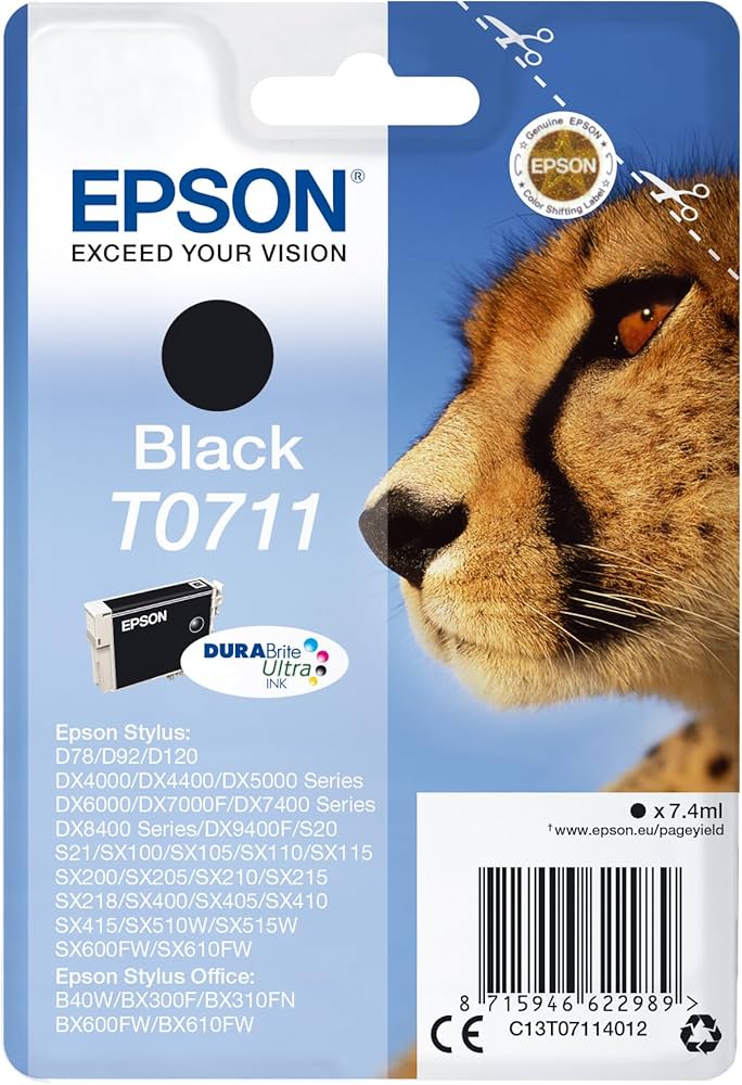 Cartouche Jet d'encre de Marque Epson T711BK Black (245pages)