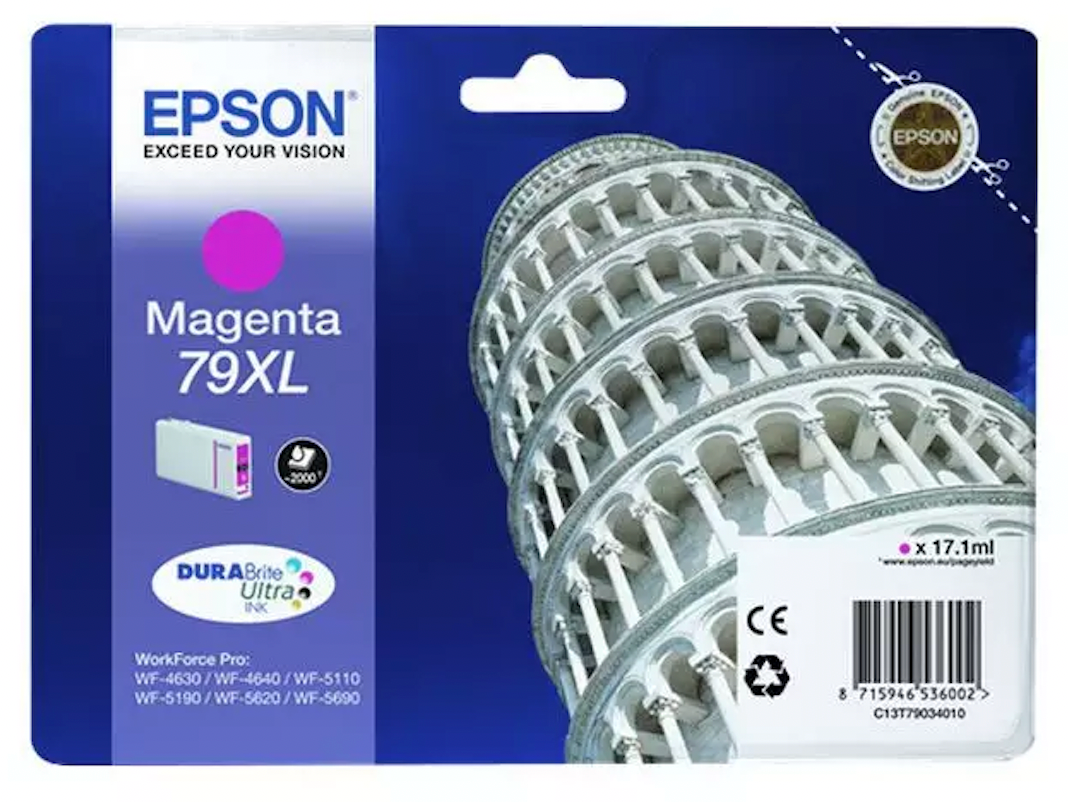 Cartouche d'encre de Marque Epson T7903 Magenta XL Durabrite Ultra (17.1ml/2000pages) (Serie Tour de Pise)