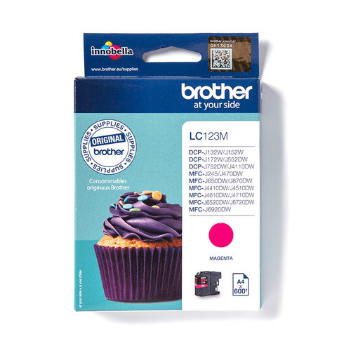 Cartouche Jet d'encre de marque BROTHER LC123M MAGENTA (600 pages)pour imprimante Brother MFC J6920