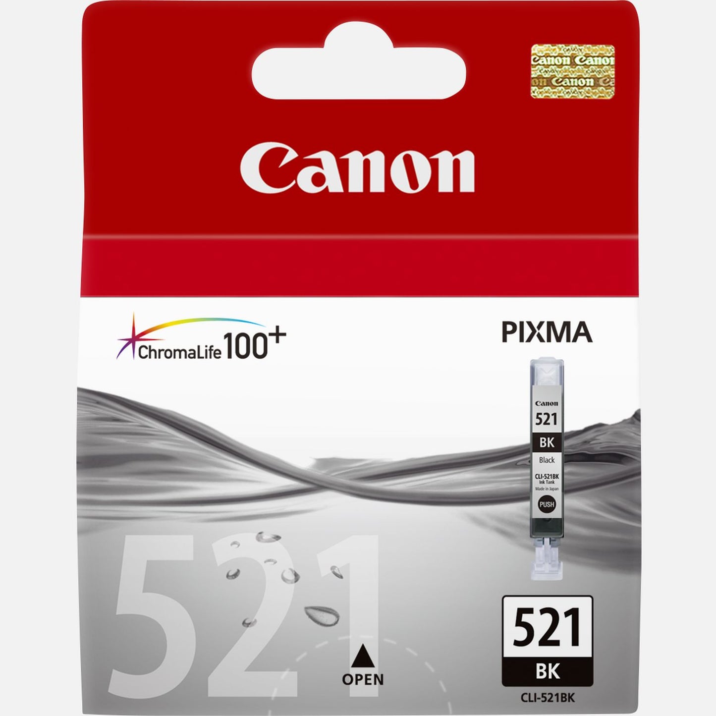 Cartouche Jet d'encre de Marque Canon CLI-521BK BLACK Haute Capacité (1250 page ou 5205 photos)