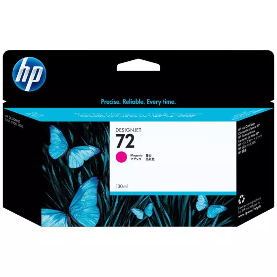 Cartouche Jet d'encre de Marque HP72 C9372AE (N°72) Magenta (avec encre Vivera) Haute Capacité (130ml)