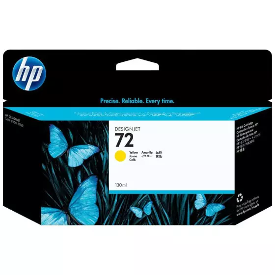 Cartouche Jet d'encre de Marque HP72 C9373AE (N°72) Yellow (avec encre Vivera) Haute Capacité (130ml)