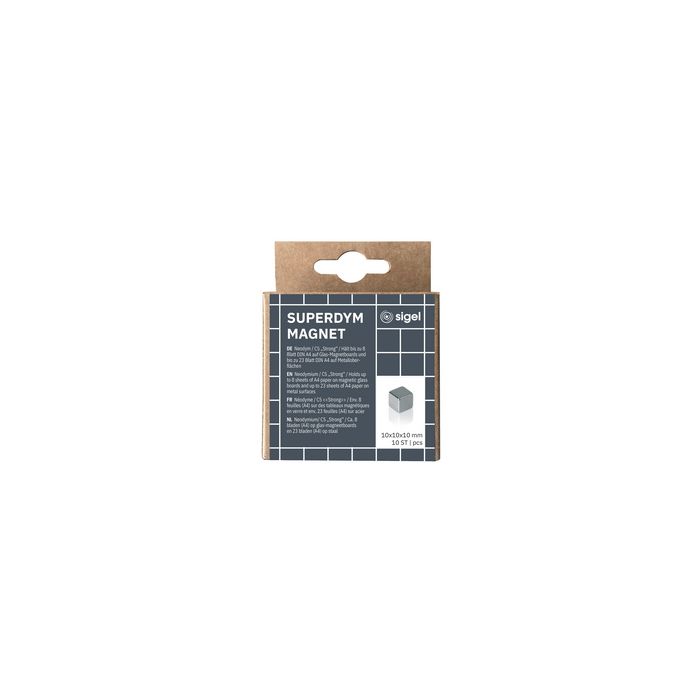 sigel Aimant néodyme cube "Strong" C5, set de 10, argent