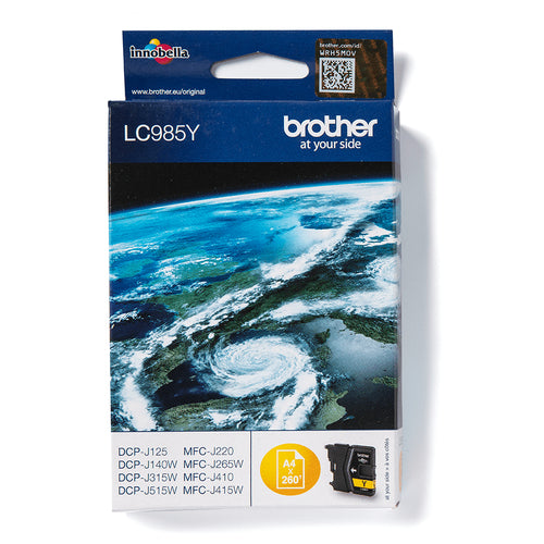Cartouche Jet d'encre de marque Brother LC985Y YELLOW (260 pages) pour imprimante Brother MFC J125