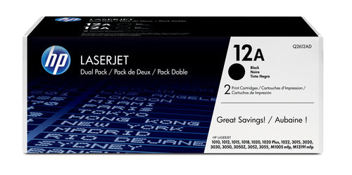 Lot de 2 Cartouches Laser de Marque HP Q2612AD Noir (2000 copies)