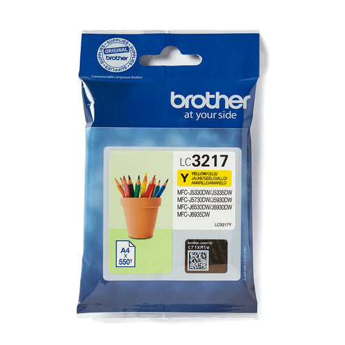 Cartouche Jet d'encre de marque Brother LC3217Y jaune (550 pages)