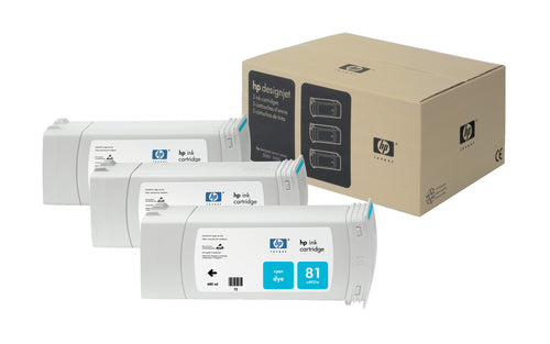 Cartouche Jet d'encre de Marque HP81 C5067A Cyan (3 x 680ml)