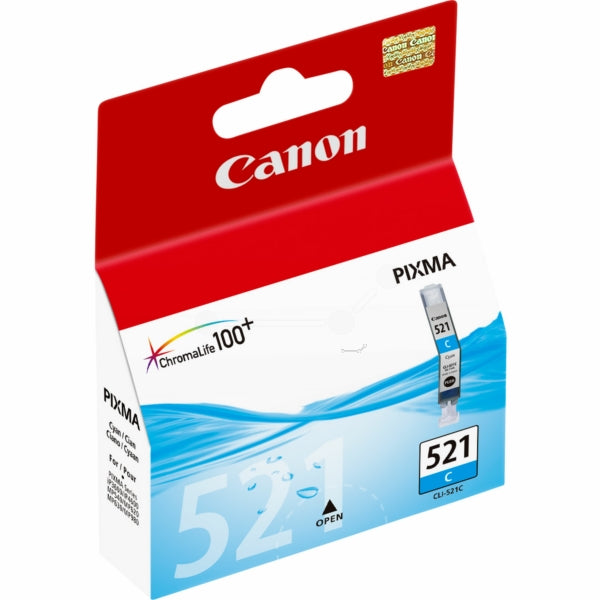 Cartouche Jet d'encre de Marque Canon CLI-521C Cyan (535 pages)