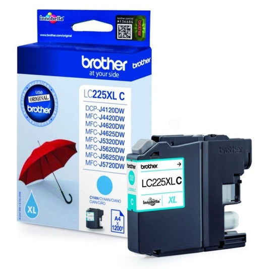 Cartouche d'encre de marque BROTHER LC 225XLC Cyan (11.8ml - 1200 pages) pour imprimante Brother DCP J4120