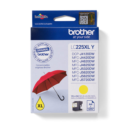 Cartouche Jet d'encre de marque BROTHER LC225XLY JAUNE  (1200 pages)