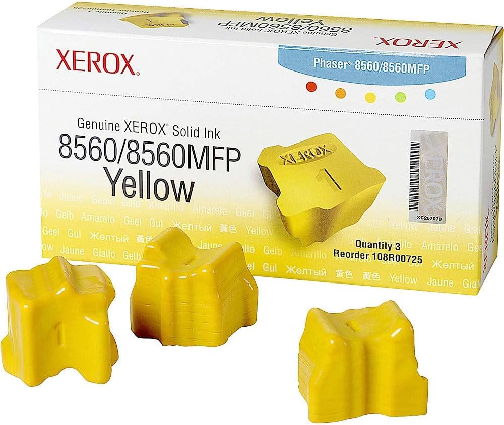 3 bâtonnets Encre solide de Marque Xerox 108R725 Jaune (3 400 pages)