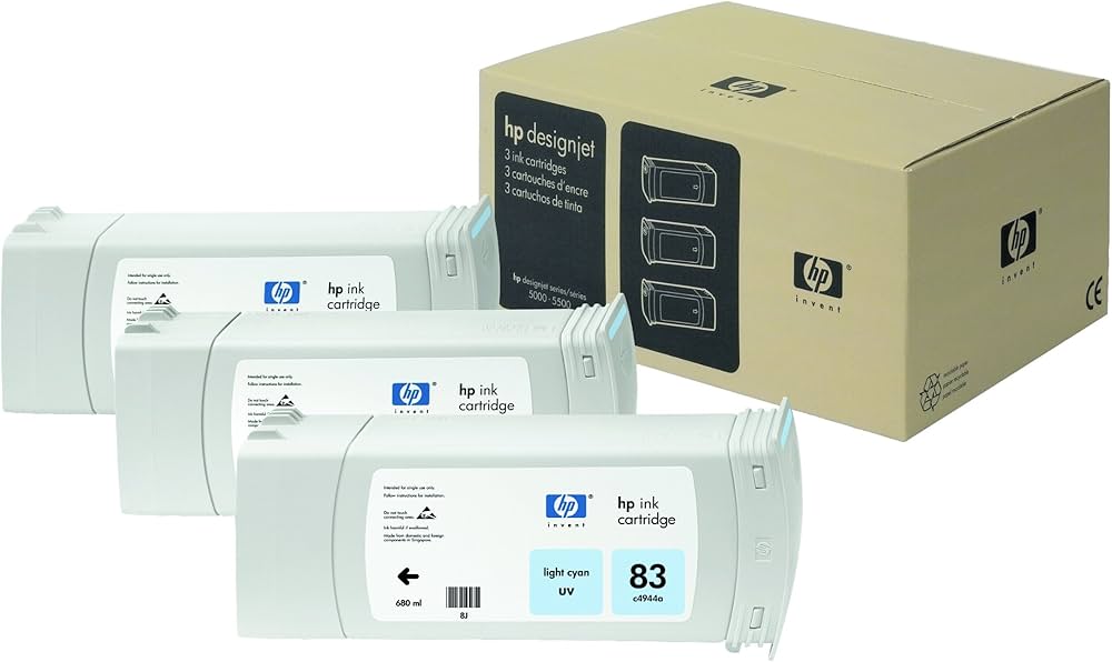 Cartouche Jet d'encre de Marque HP83 UVlight Cyan C5076AE (3 x 680ml)