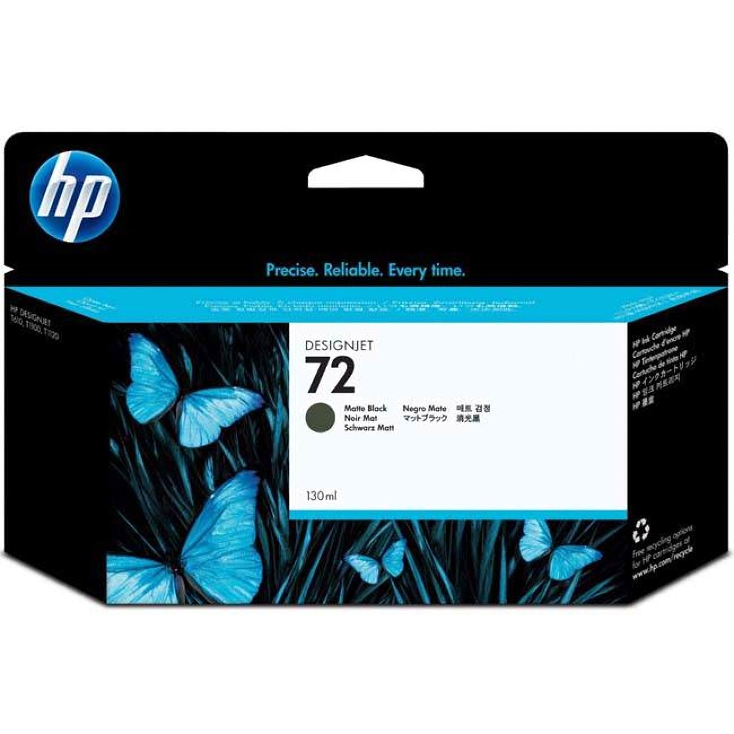 Cartouche Jet d'encre de Marque HP72 C9403AE (N°72) Noir Mat (avec encre Vivera) Haute Capacité (130ml)