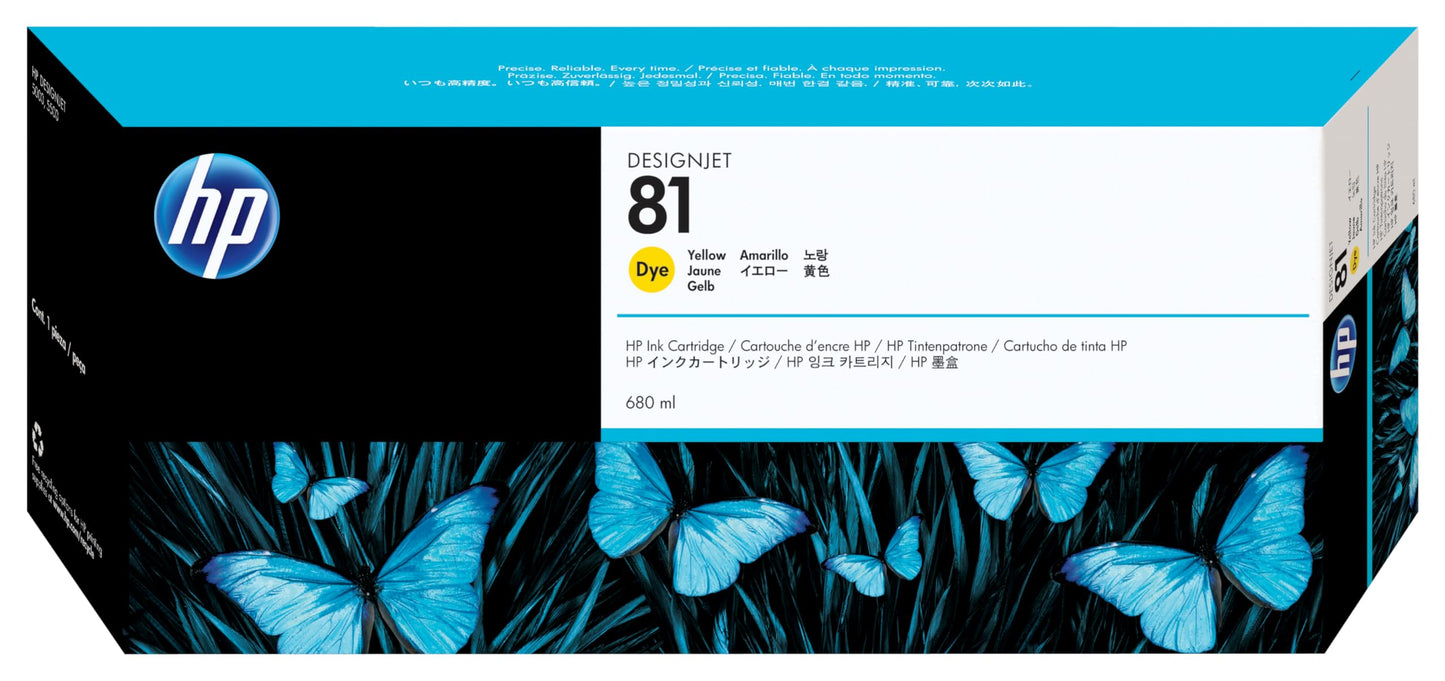 Cartouche Jet d'encre de Marque HP81 C4933AE Yellow (680ml/1400pages)