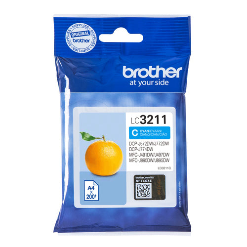 Cartouche d'encre de marque Brother LC3211C Cyan (200 pages)