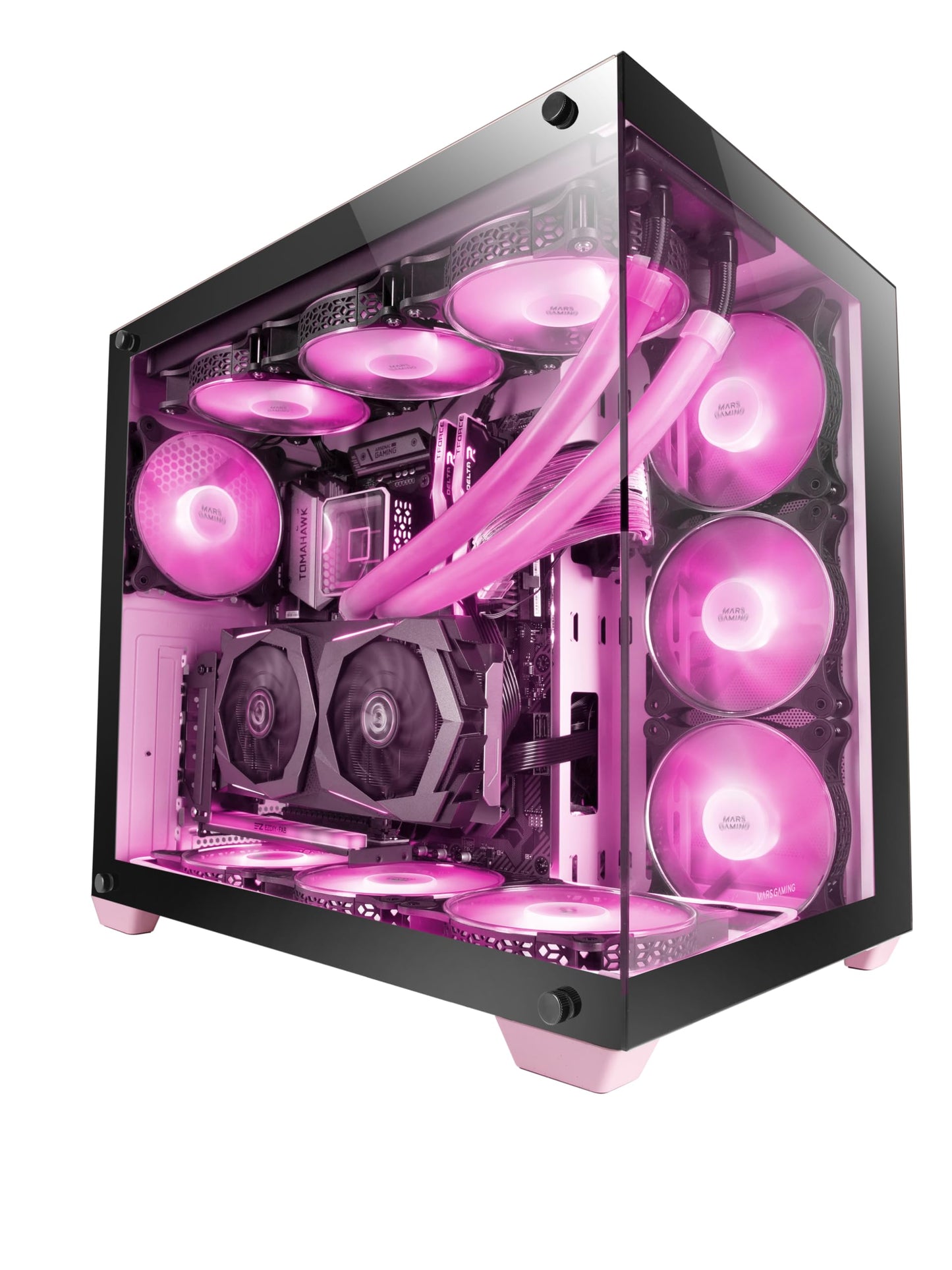 Boitier Grand Tour E-ATX Mars Gaming MCV4 avec panneaux vitrés (Rose)
