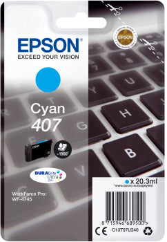 Cartouche d'encre de Marque Epson C13T07U240 (407) Cyan (20.3ml - 1 900 pages) (Série clavier)