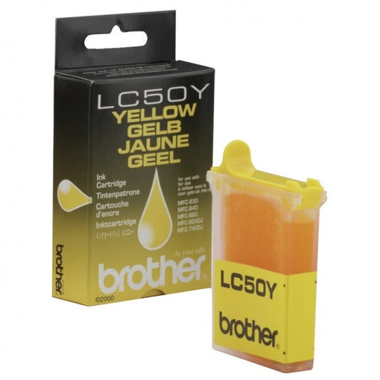 Cartouche Jet d'encre de marque BROTHER LC50Y YELLOW (410 pages) pour imprimante Brother MFC 830