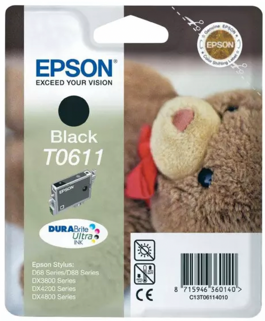 Cartouche Jet d'encre de Marque Epson (C13T06114) Black (8ml)(250 pages)