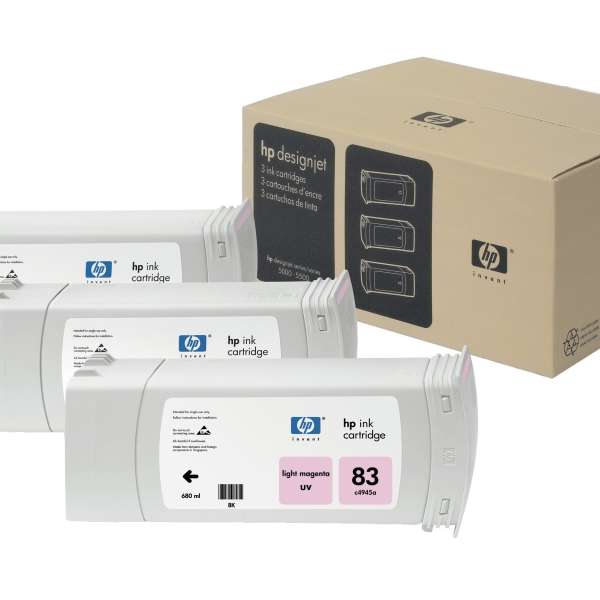 Cartouche Jet d'encre de Marque HP83 UVlight Magenta C5077AE (3 x 680ml)