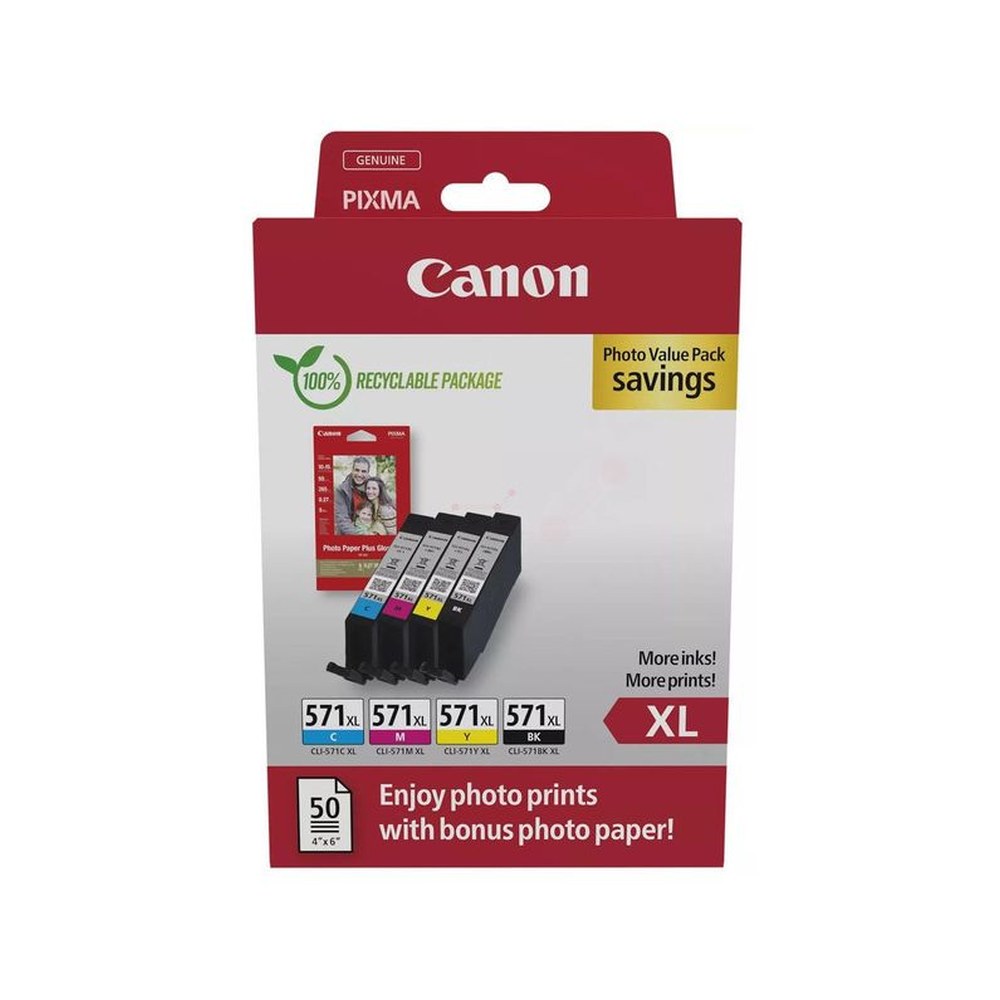 Cartouches d'origines Canon 0332C006 / CLI-571 XL - multipack 4 couleurs : noire, cyan, magenta, jaune