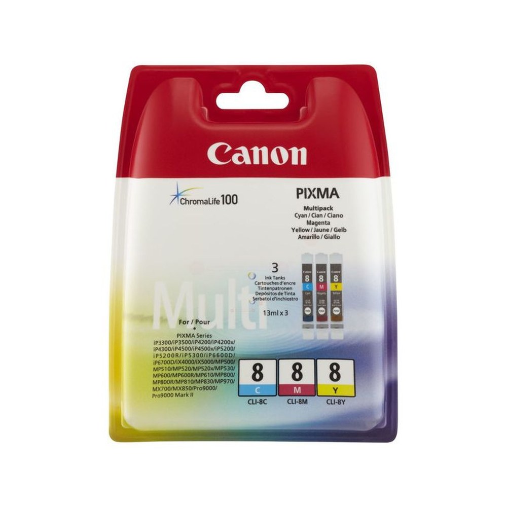 Cartouches d'origines Canon 0621B029 / CLI-8 - multipack 3 couleurs : cyan, magenta, jaune