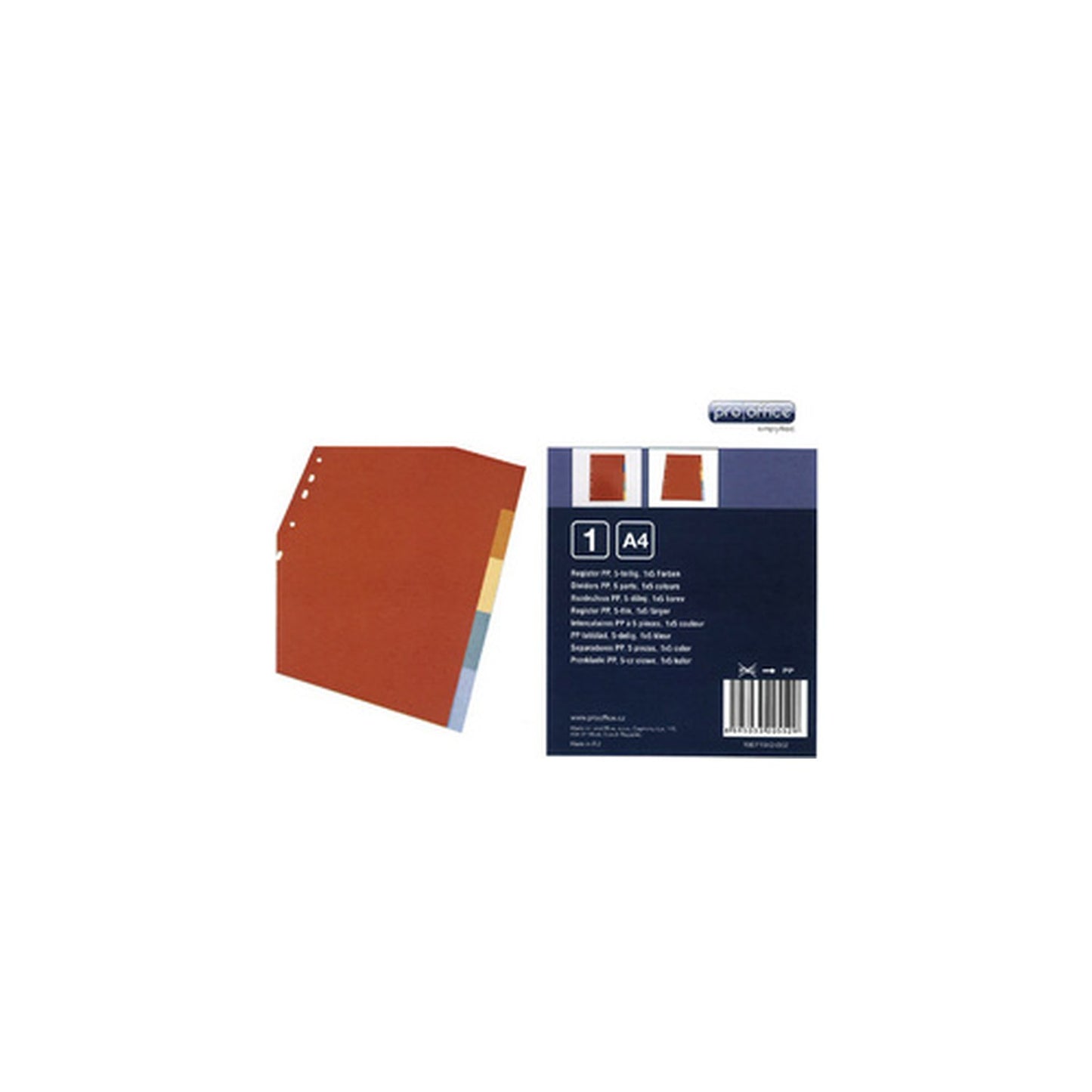 proOFFICE Intercalaires en plastique, uni, A4, 10 touches