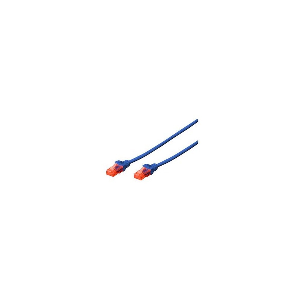 DIGITUS Câble patch, Cat. 6, U/UTP, 0,5 m, bleu