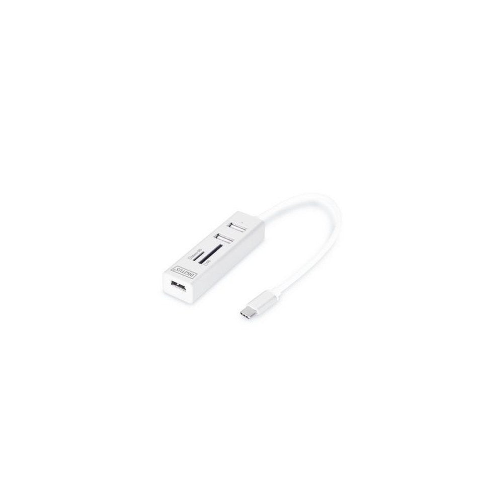 DIGITUS Hub USB-C stéréo OTG 3 ports / lecteur de cartes SD