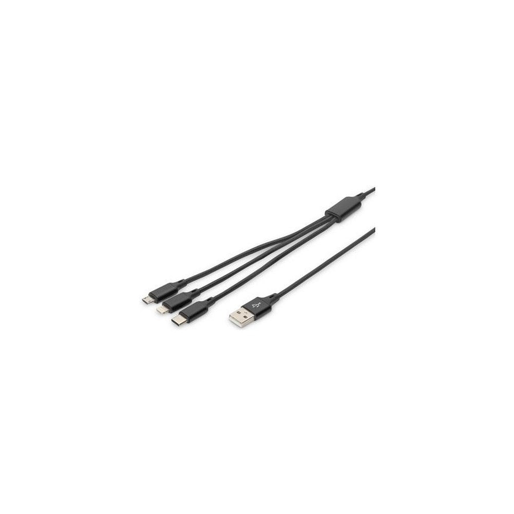 DIGITUS Câble de charge 3-en-1, USB A-Lightning + Micro USB