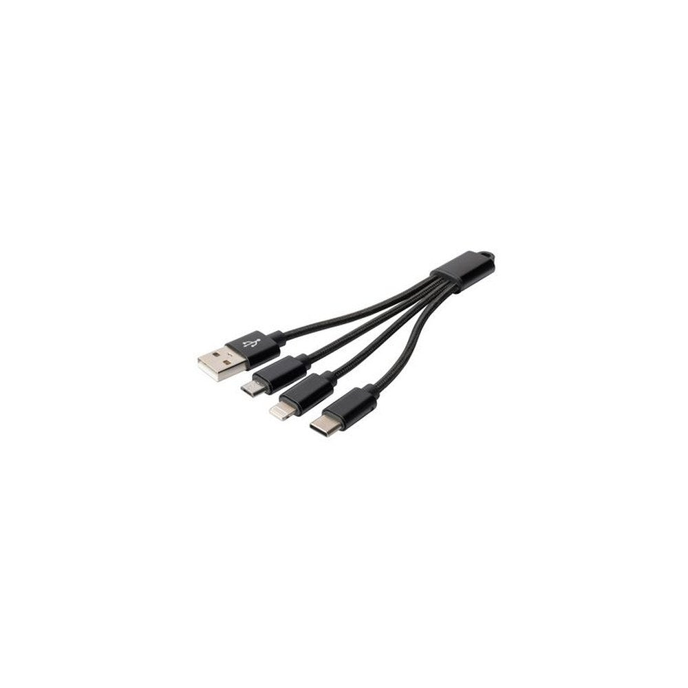 DIGITUS Câble de charge 3-en-1, USB A-Lightning + Micro USB