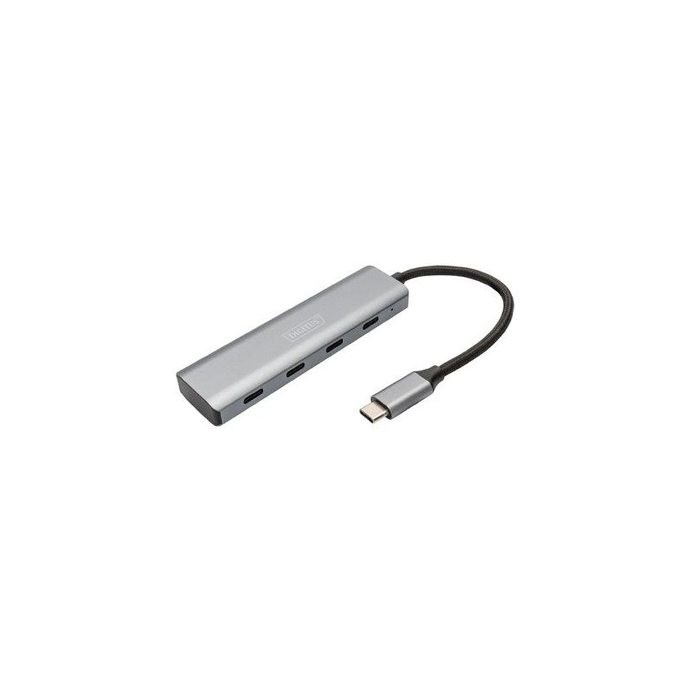 DIGITUS Hub USB-C, 4 ports, 4x USB C 3.1 Gen 1, gris foncé