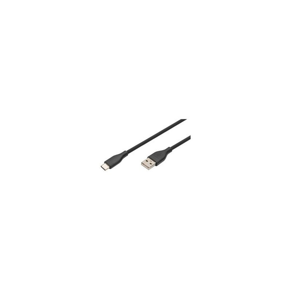 DIGITUS Câble USB 2.0 silicone, USB-C - USB-A, 2,0 m, noir