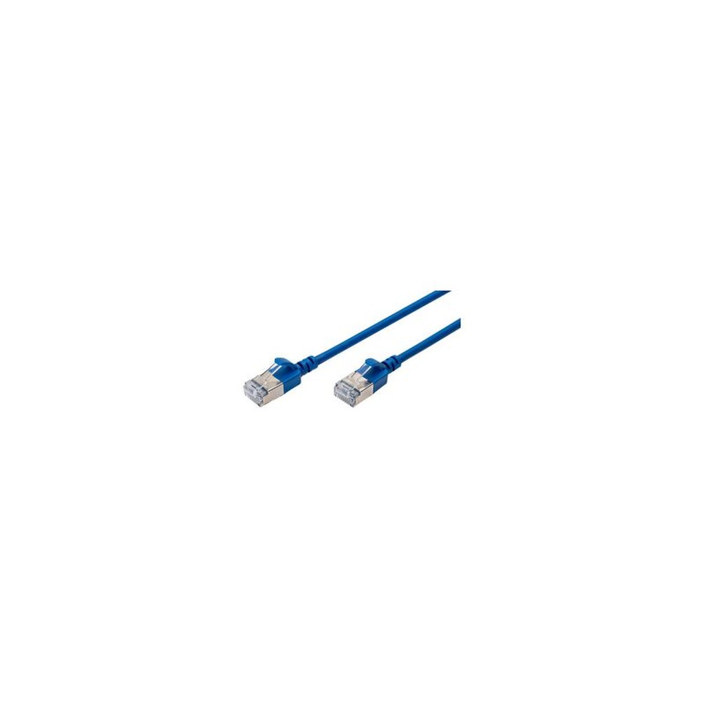 DIGITUS Câble de brassage Slim, cat. 6A, F/FTP, 1,0 m, bleu