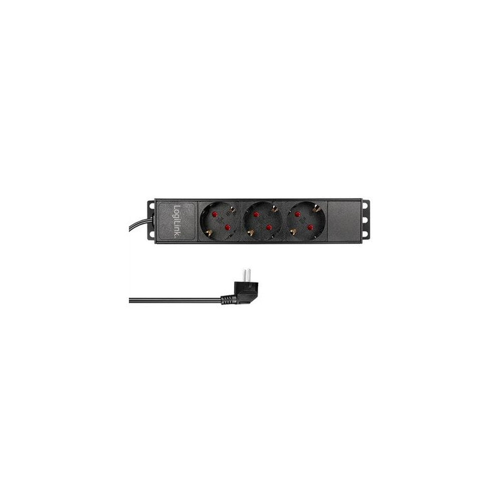 LogiLink 10" Steckdosenleiste, 3-fach, ohne Schalter,schwarz