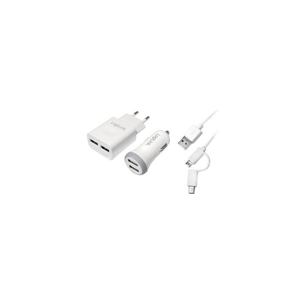 LogiLink Kit de chargeur USB, 2 pièces, chaucun 2x ports USB