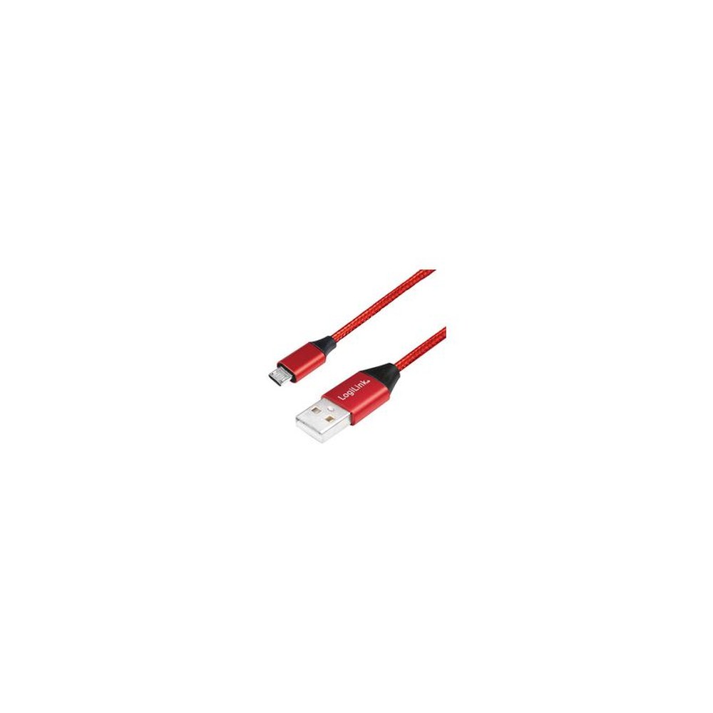 LogiLink Câble USB 2.0, USB-A - Micro USB, 0,3 m, rouge